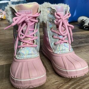 London Fog Kids Pink and Silver Winter Boots